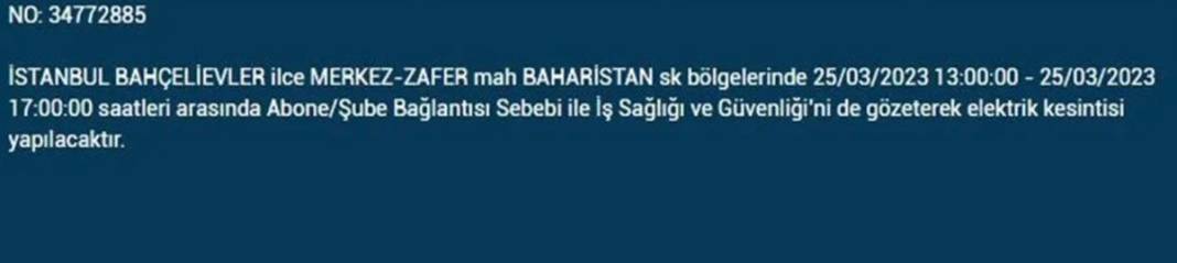 İstanbullular dikkat! Yarın bu ilçelerde elektrikler kesilecek 27